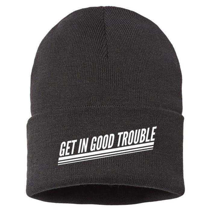 Get In Good Trouble Rep John Lewis Quote  Sustainable Knit Beanie
