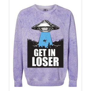 Get In Loser Alien UFO Colorblast Crewneck Sweatshirt