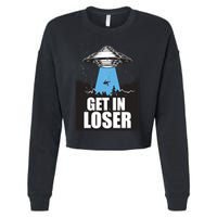 Get In Loser Alien UFO Cropped Pullover Crew