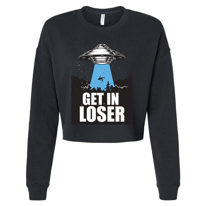Get In Loser Alien UFO Cropped Pullover Crew