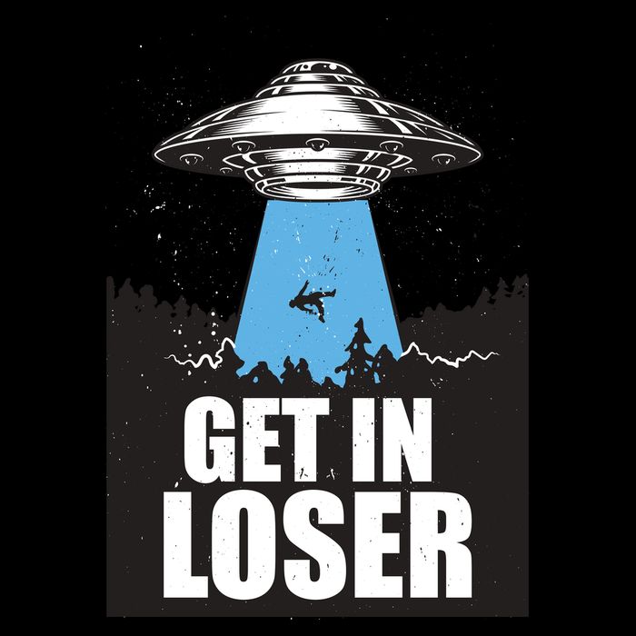 Get In Loser Alien UFO Cropped Pullover Crew
