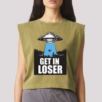 Get In Loser Alien UFO Garment-Dyed Women's Muscle Tee