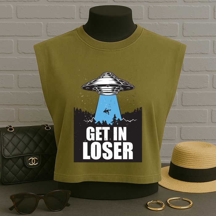 Get In Loser Alien UFO Garment-Dyed Women's Muscle Tee