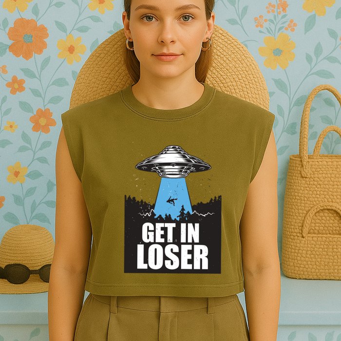 Get In Loser Alien UFO Garment-Dyed Women's Muscle Tee