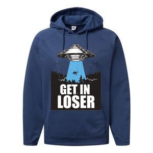 Get In Loser Alien UFO Performance Fleece Hoodie