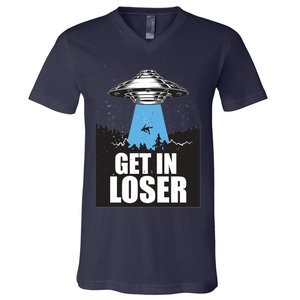 Get In Loser Alien UFO V-Neck T-Shirt