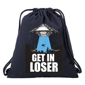 Get In Loser Alien UFO Drawstring Bag