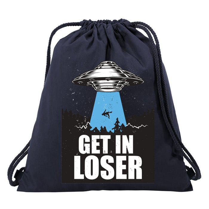 Get In Loser Alien UFO Drawstring Bag