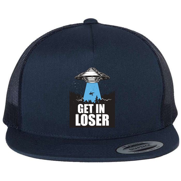Get In Loser Alien UFO Flat Bill Trucker Hat