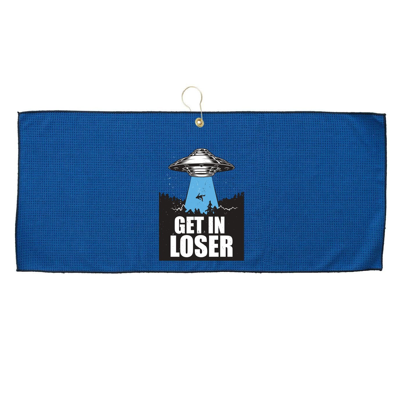 Get In Loser Alien UFO Large Microfiber Waffle Golf Towel