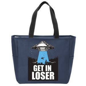 Get In Loser Alien UFO Zip Tote Bag