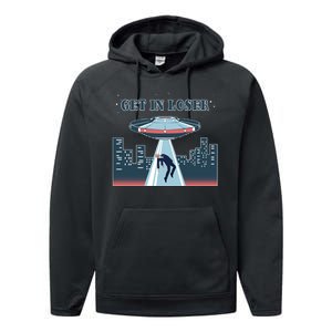 Get In Loser Anti Joe Biden UFO Abduction Performance Fleece Hoodie