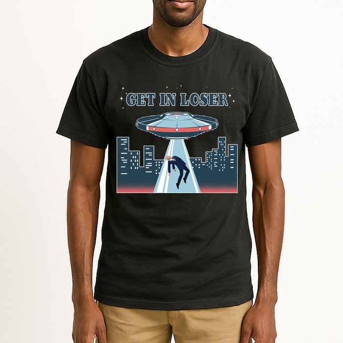 Get In Loser Anti Joe Biden UFO Abduction Tall T-Shirt