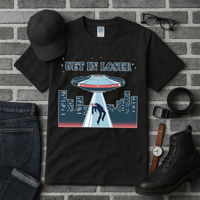 Get In Loser Anti Joe Biden UFO Abduction Tall T-Shirt