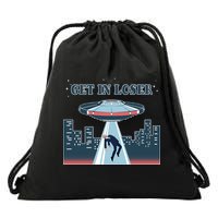 Get In Loser Anti Joe Biden UFO Abduction Drawstring Bag