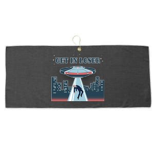 Get In Loser Anti Joe Biden UFO Abduction Large Microfiber Waffle Golf Towel