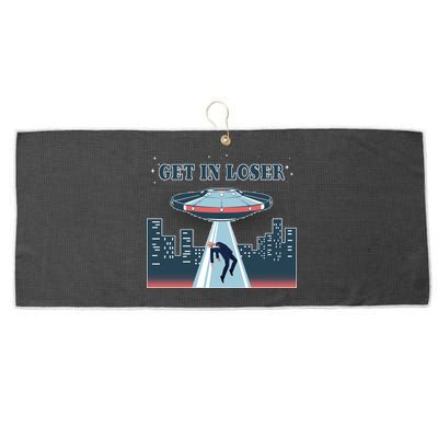 Get In Loser Anti Joe Biden UFO Abduction Large Microfiber Waffle Golf Towel