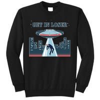 Get In Loser Anti Joe Biden UFO Abduction Tall Sweatshirt