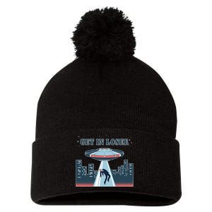 Get In Loser Anti Joe Biden UFO Abduction Pom Pom 12in Knit Beanie