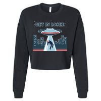 Get In Loser Anti Joe Biden UFO Abduction Cropped Pullover Crew