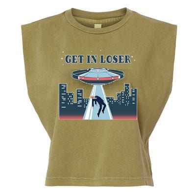 Get In Loser Anti Joe Biden UFO Abduction Garment-Dyed Women's Muscle Tee