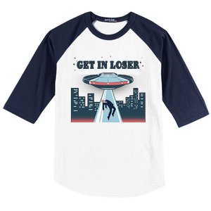 Get In Loser Anti Joe Biden UFO Abduction Baseball Sleeve Shirt