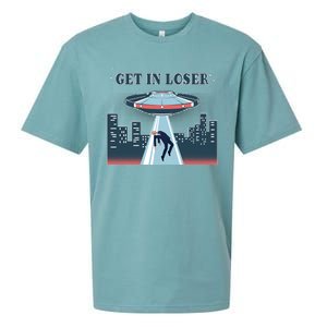 Get In Loser Anti Joe Biden UFO Abduction Sueded Cloud Jersey T-Shirt