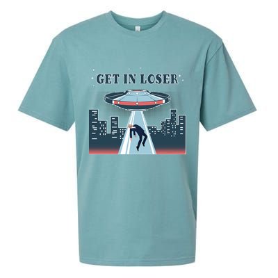 Get In Loser Anti Joe Biden UFO Abduction Sueded Cloud Jersey T-Shirt