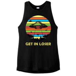 Get In Loser UFO Retro Alien Spaceship Ladies PosiCharge Tri-Blend Wicking Tank