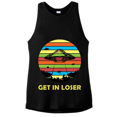 Get In Loser UFO Retro Alien Spaceship Ladies PosiCharge Tri-Blend Wicking Tank