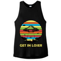 Get In Loser UFO Retro Alien Spaceship Ladies PosiCharge Tri-Blend Wicking Tank