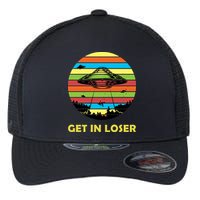 Get In Loser UFO Retro Alien Spaceship Flexfit Unipanel Trucker Cap