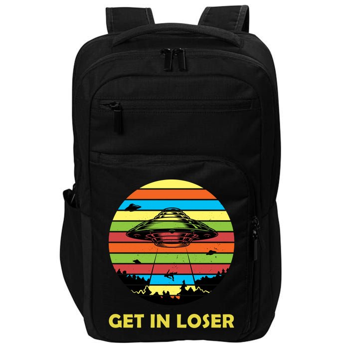 Get In Loser UFO Retro Alien Spaceship Impact Tech Backpack