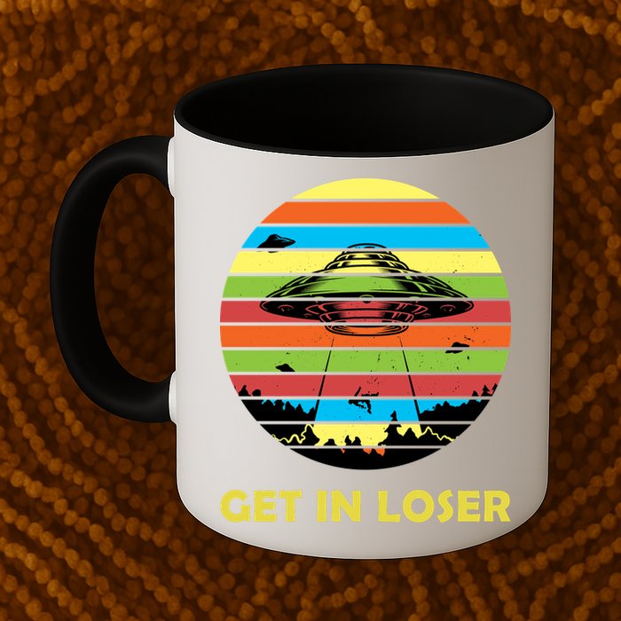 Get In Loser UFO Retro Alien Spaceship Coffee Mug