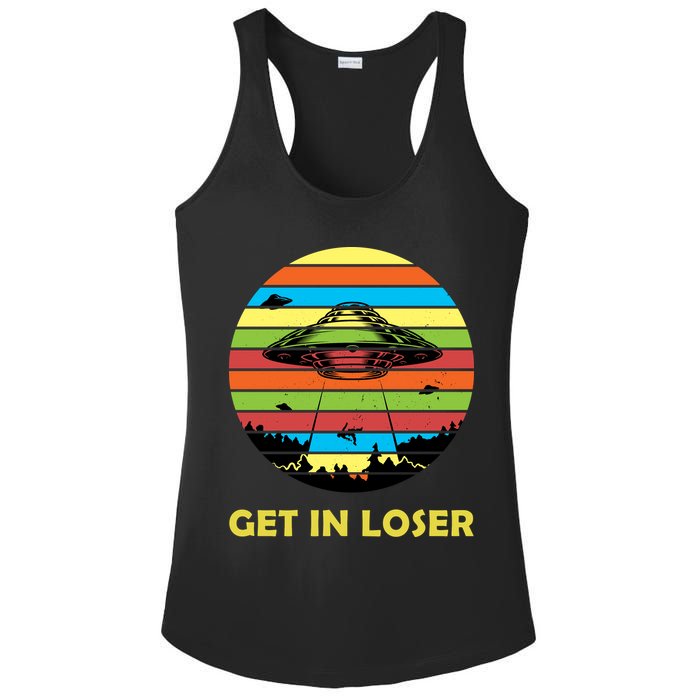 Get In Loser UFO Retro Alien Spaceship Ladies PosiCharge Competitor Racerback Tank
