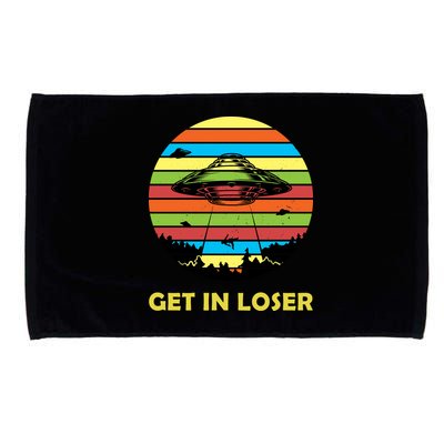 Get In Loser UFO Retro Alien Spaceship Microfiber Hand Towel