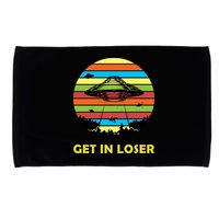 Get In Loser UFO Retro Alien Spaceship Microfiber Hand Towel