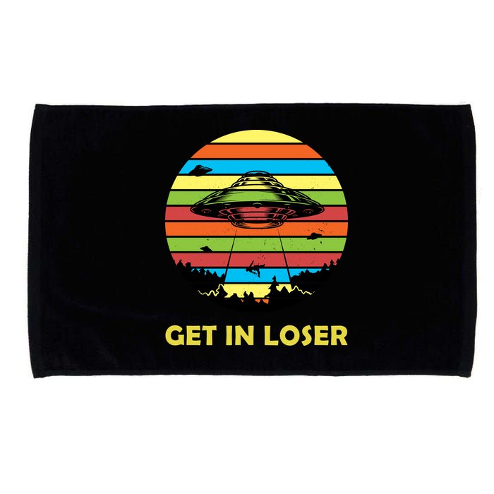 Get In Loser UFO Retro Alien Spaceship Microfiber Hand Towel