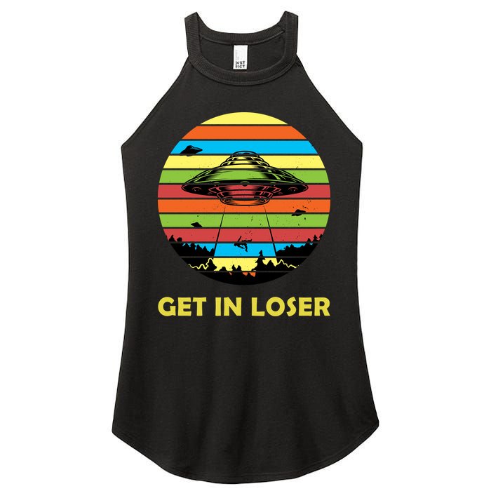 Get In Loser UFO Retro Alien Spaceship Women's Perfect Tri Rocker Tank