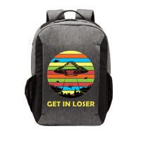 Get In Loser UFO Retro Alien Spaceship Vector Backpack