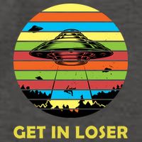 Get In Loser UFO Retro Alien Spaceship Vector Backpack