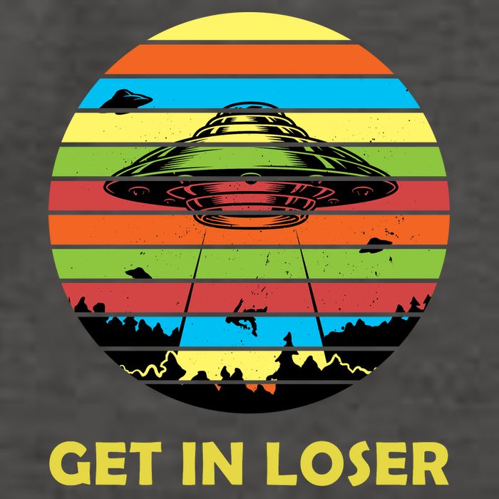 Get In Loser UFO Retro Alien Spaceship Vector Backpack