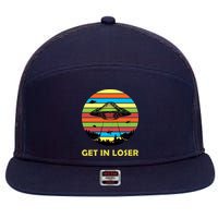 Get In Loser UFO Retro Alien Spaceship 7 Panel Mesh Trucker Snapback Hat