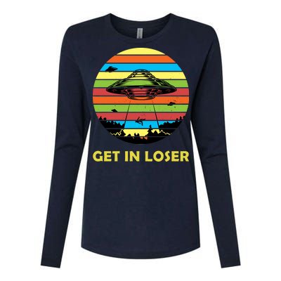 Get In Loser UFO Retro Alien Spaceship Womens Cotton Relaxed Long Sleeve T-Shirt