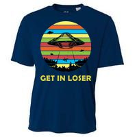 Get In Loser UFO Retro Alien Spaceship Cooling Performance Crew T-Shirt