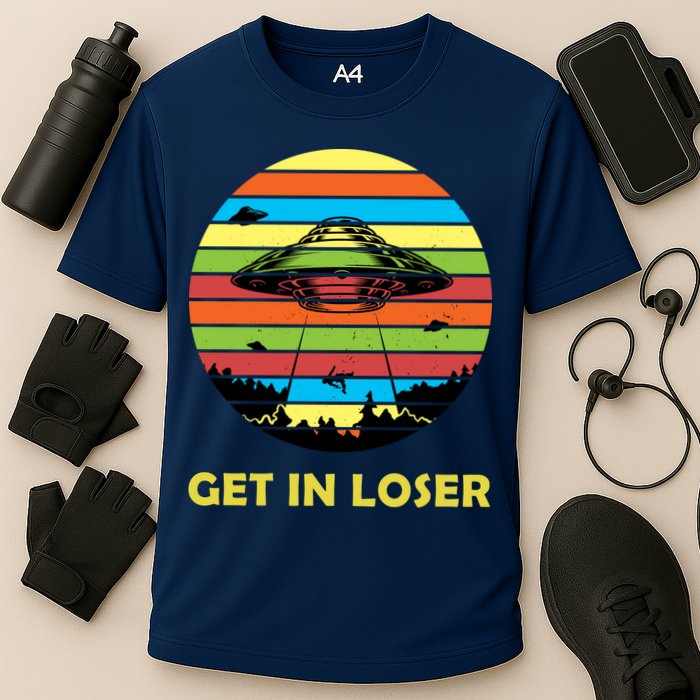 Get In Loser UFO Retro Alien Spaceship Performance Shirt