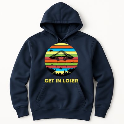 Get In Loser UFO Retro Alien Spaceship Hoodie