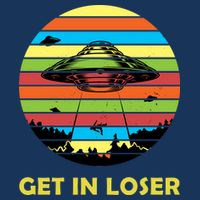 Get In Loser UFO Retro Alien Spaceship Sweatshirt
