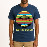 Get In Loser UFO Retro Alien Spaceship Tall T-Shirt