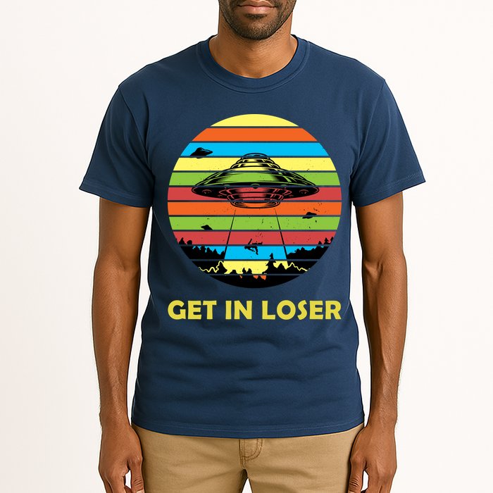 Get In Loser UFO Retro Alien Spaceship Tall T-Shirt